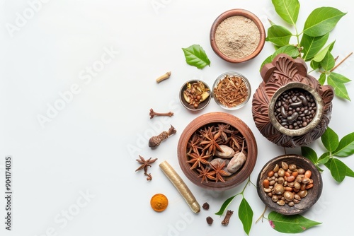 Wallpaper Mural bilva patra holy plant used in worship of Hindu god Shiva and medicinally in India white background with space for text Torontodigital.ca