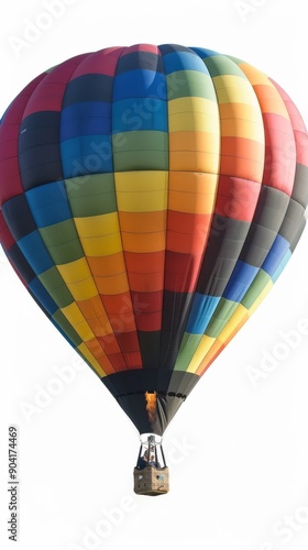 Hot air balloon ready to fly on a white background.