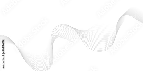 Abstract gray wave dynamic curve lines on transparent background. Digital energy waves technology concept. Modern backdrop design for business, presentation, banner.