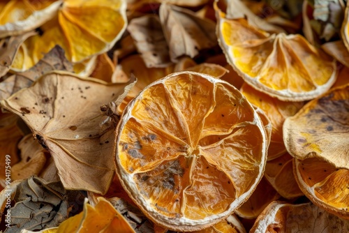 Dried bael fruit pieces healthy and natural food photo