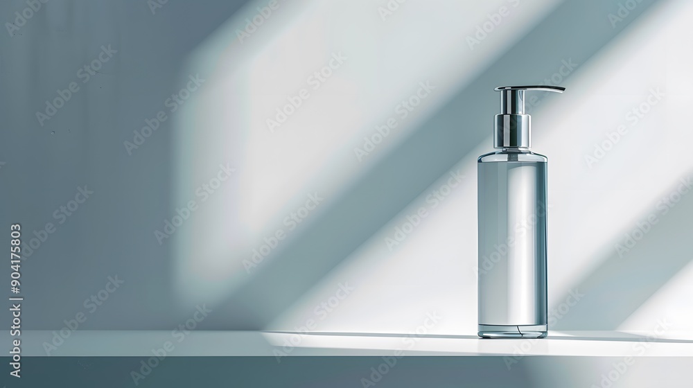 Glass Bottle Pump Dispenser Mockup with Light Shadow Glass Bottle Pump Dispenser Mockup with Light Shadow