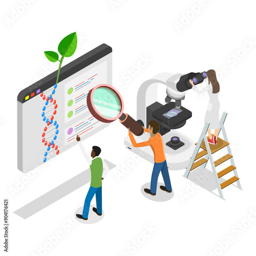 3D Isometric Flat Vector Illustration of Science Research, Scientific or Biotech Experiment Laboratory. Item 2