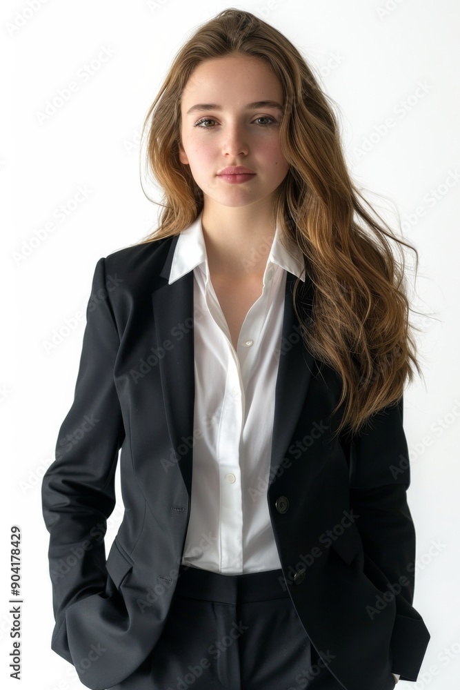 A businesswoman wearing formal suit isolated created with Generative AI A businesswoman wearing formal suit isolated created with Generative AI