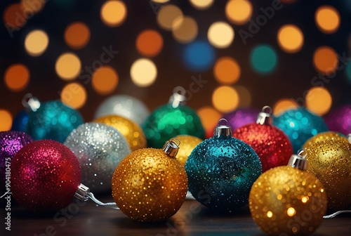 christmass tree decoration lights bokeh holiday celebration background 