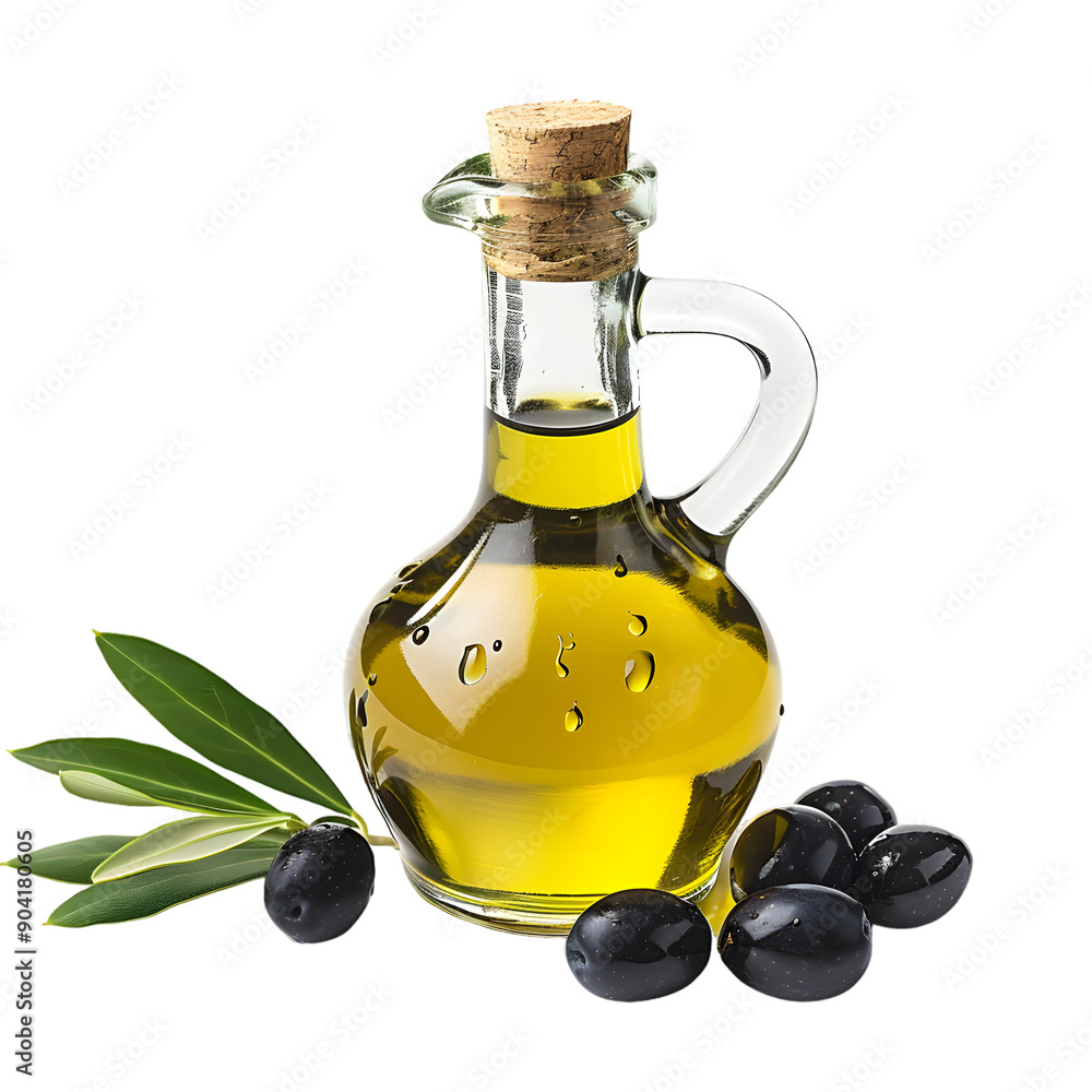 Pure Olive oil bottle with olives and green leaves isolated on transparent background PNG Pure Olive oil bottle with olives and green leaves isolated on transparent background PNG