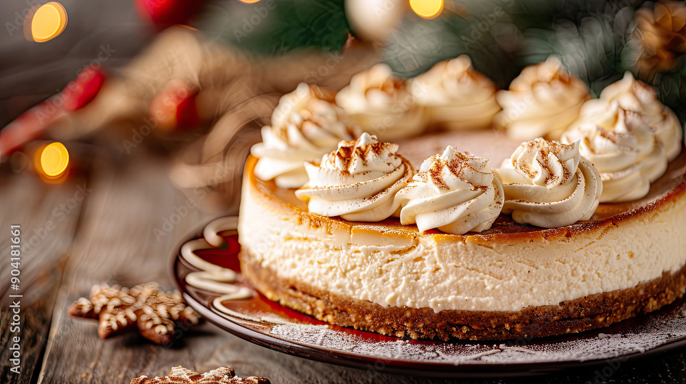Delicious cheesecake with creamy frosting, perfect for festive celebrations and elegant dessert displays. Delicious cheesecake with creamy frosting, perfect for festive celebrations and elegant dessert displays.