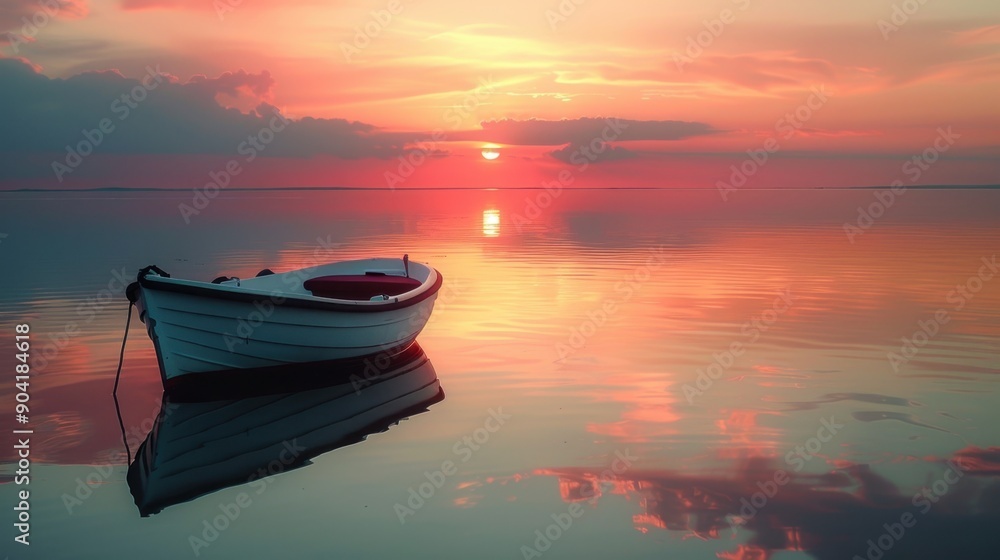 Boat on the water, captured in a serene and peaceful setting, highlighting the beauty of nature.