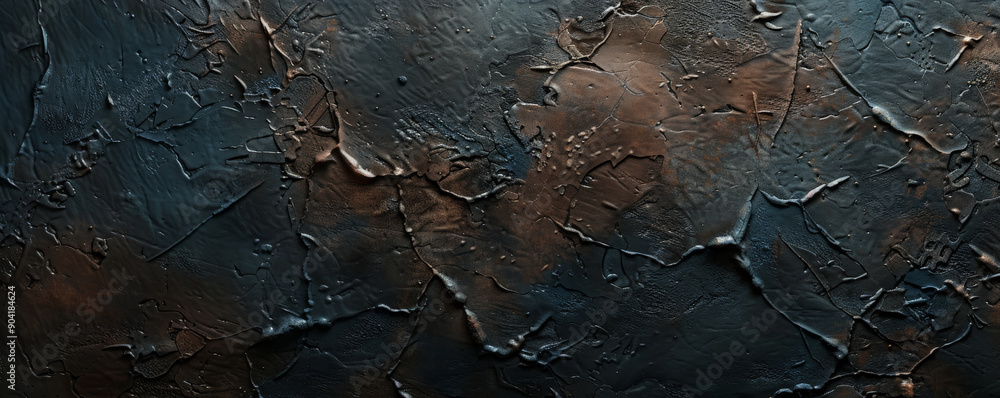 Obraz premium Vintage-style textured stucco wall in dark tones, with subtle cracks and an aged look, ideal for product displays.