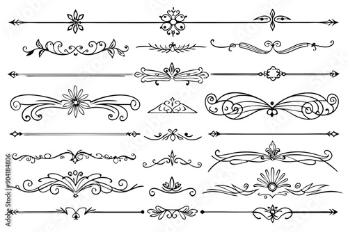A Collection of Black and White Ornate Decorative Elements
