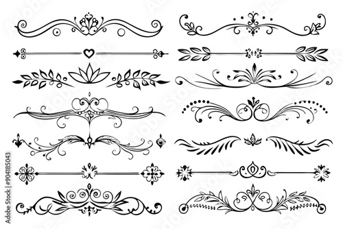 Collection of Hand Drawn Floral Dividers for Design Projects