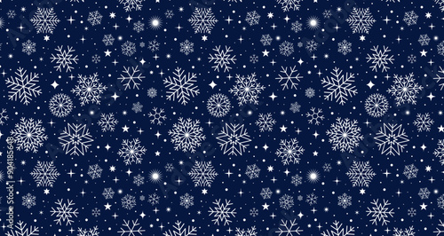 Snowflake background. Snow seamless pattern. Winter wallpaper