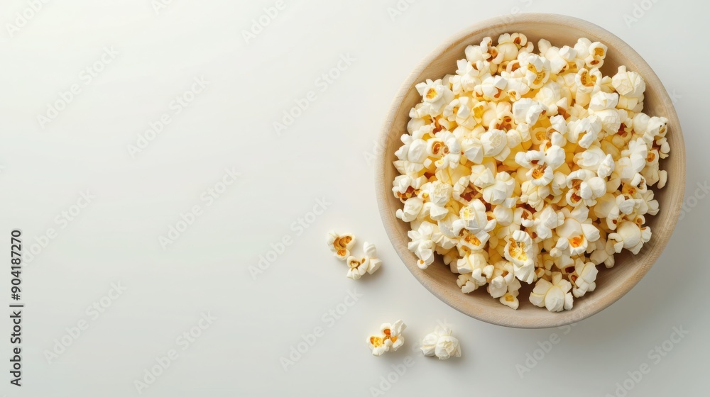 A bowl of freshly popped popcorn resting on a light surface, perfect for movie nights or snacking. A bowl of freshly popped popcorn resting on a light surface, perfect for movie nights or snacking.