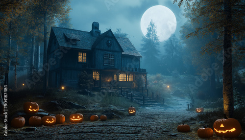 halloween night scene