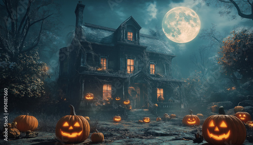 halloween background with pumpkin