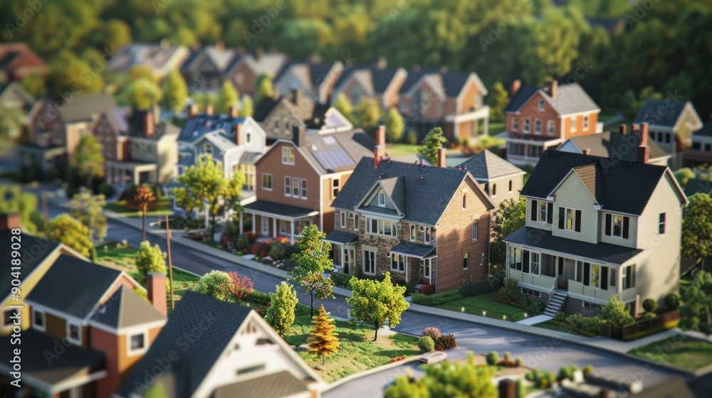 Generate a photo realistic image of a maquette illustrating a residential community with houses, townhouses, and communal spaces; ensure the image is of high resolution for clear Generate a photo realistic image of a maquette illustrating a residential community with houses, townhouses, and communal spaces; ensure the image is of high resolution for clear