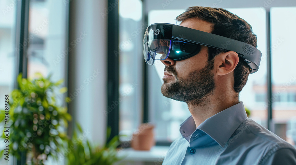 Business professional using augmented reality technology Business professional using augmented reality technology