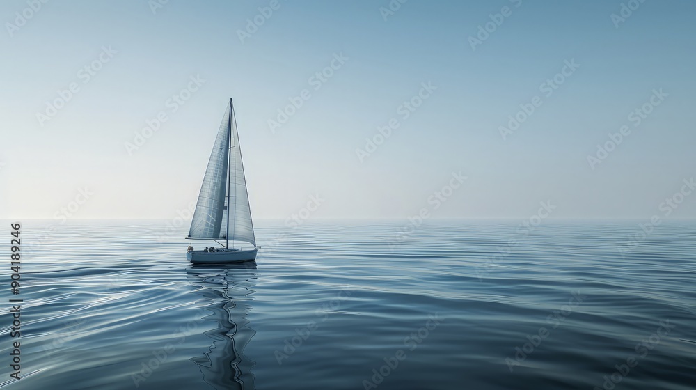 Obraz premium Sailboat on the Calm Sea