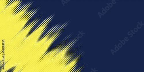 Yellow halftone on blue background. Vector dotted sparkles or halftone shine pattern texture Pop Art Style Background. dots halftone
