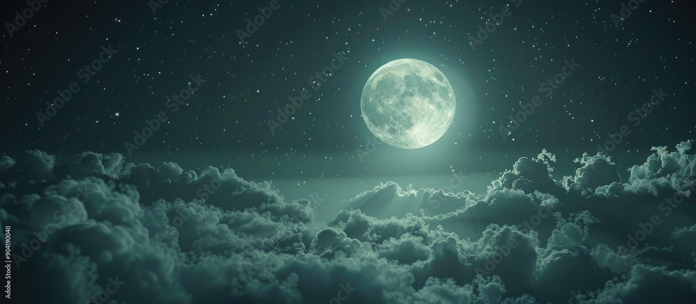 View the full moon shining amidst the clouds in the sky for a captivating copy space image View the full moon shining amidst the clouds in the sky for a captivating copy space image