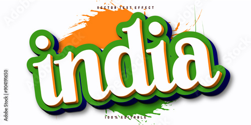 Editable text effect India, independence day text style