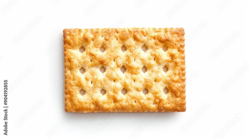 Lonely cracker on white background top view Lonely cracker on white background top view