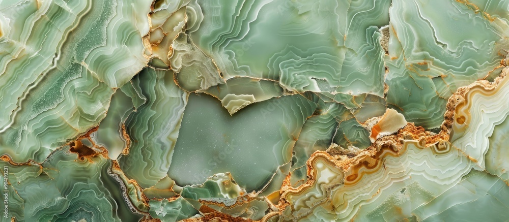 Fototapeta premium Outdoors shot of a section of green onyx stone cladding with copy space image available