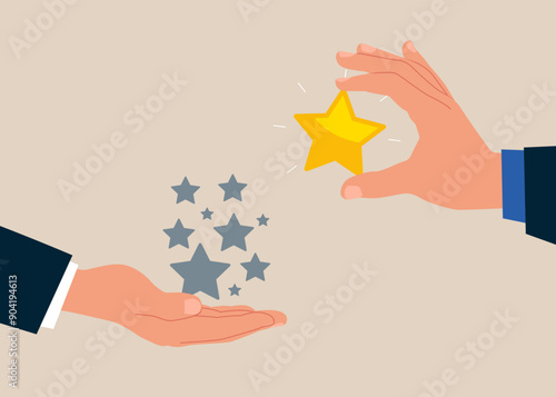 Quality vs quantity. High quality star valuable than other ordinary stars. Modern vector illustration in flat style.