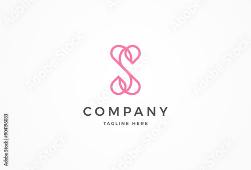 Initial Letter S Logo, letter S with heart combination, usable for business, beauty care, spas and salons company logos, vector illustration
