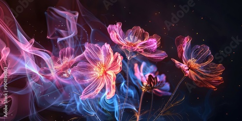 Cosmos flower bouquet, close-up and soft focus. Ai generation.