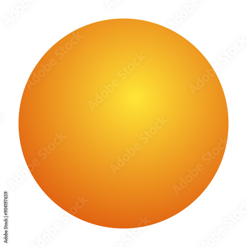 Orange gradient circle with a bright yellow center on a transparent background. Summer sun. Concept of simplicity and minimalism. Vector illustration