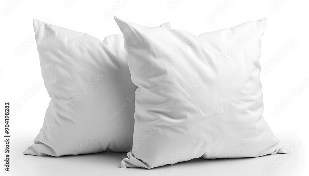 Pair of Fluffy White Pillows Isolated on white background Pair of Fluffy White Pillows Isolated on white background