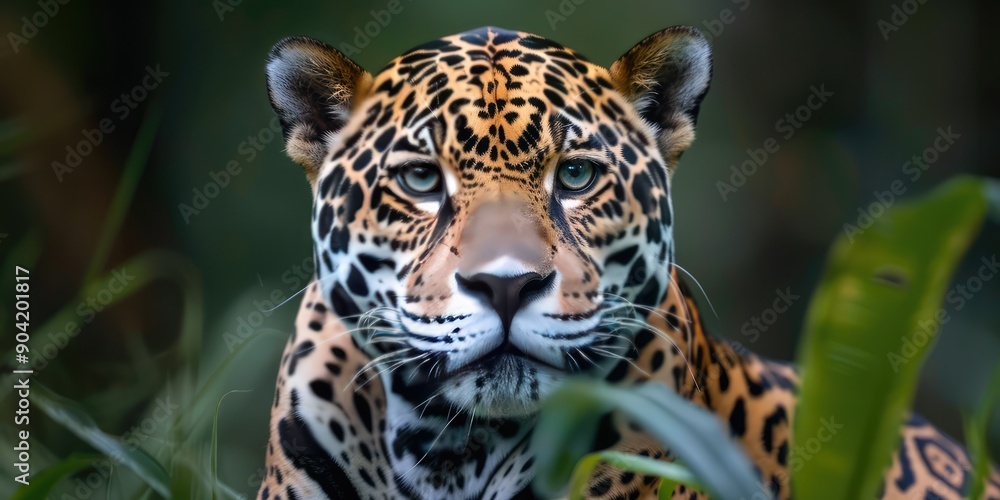 A beautiful American jaguar in the wild. AI generation. A beautiful American jaguar in the wild. AI generation.