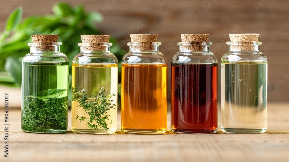 Closeup of herbal tinctures, natural remedies, wellness Closeup of herbal tinctures, natural remedies, wellness