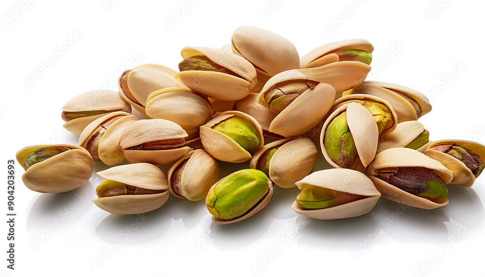 Pistachios Pile- Pistachios pile isolated on white background, top view, showing individual_1(222) Pistachios Pile- Pistachios pile isolated on white background, top view, showing individual_1(222)