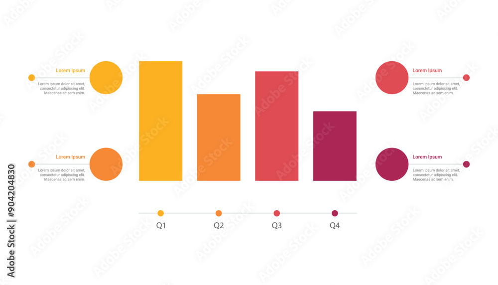 Bar Chart infographic template design with 4 options Bar Chart infographic template design with 4 options