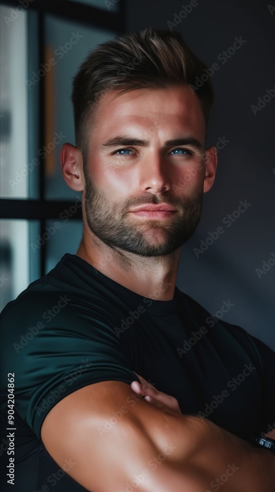 A man with a beard and a black shirt is posing for a picture A man with a beard and a black shirt is posing for a picture