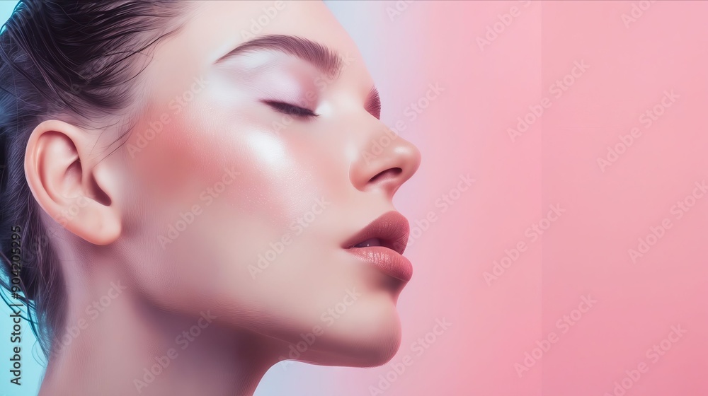 A woman with her eyes closed and her face tilted to the side A woman with her eyes closed and her face tilted to the side