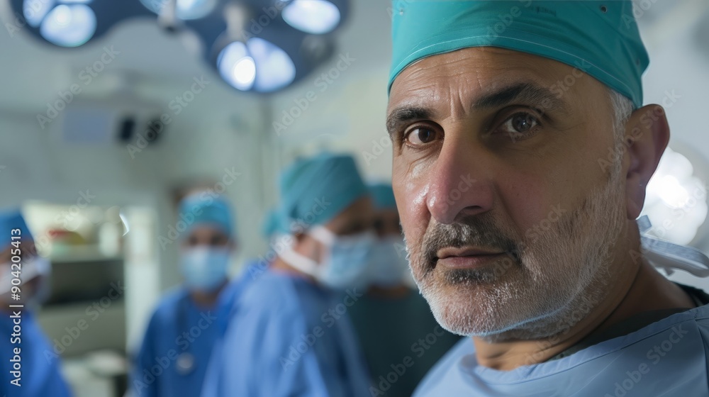 A Middle Eastern surgeon leading a team in an operating theatre A Middle Eastern surgeon leading a team in an operating theatre