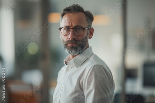 Portrait of a Thoughtful Man in Glasses