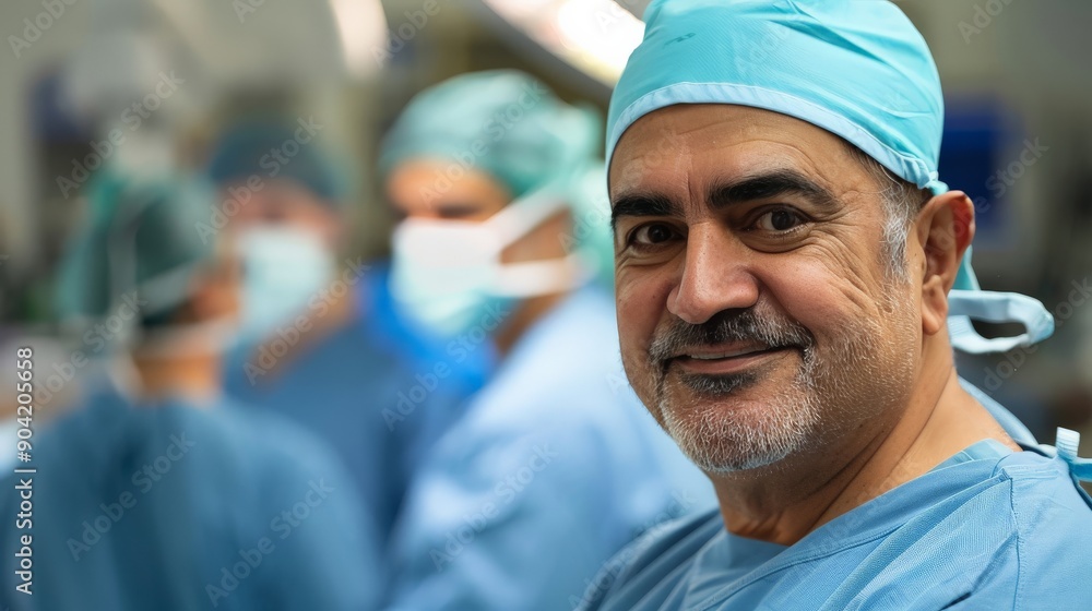 A Middle Eastern surgeon leading a team in an operating theatre A Middle Eastern surgeon leading a team in an operating theatre