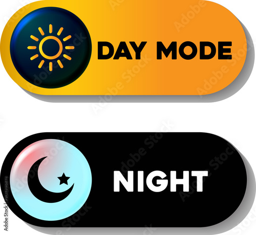 Vector Realistic day and night mode switch button.