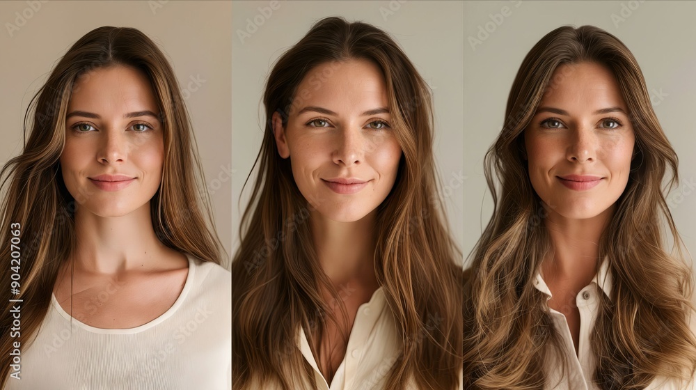 A woman with long brown hair and a white shirt A woman with long brown hair and a white shirt