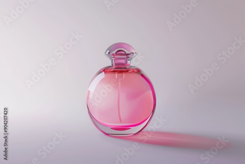 Pink Perfume Bottle on a White Background