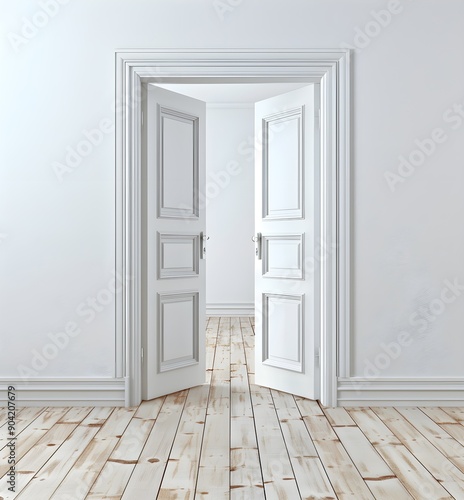 Open White Double Doors in a White Room © rezor