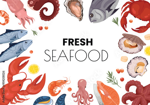 Composition background seafood.