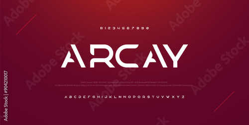 Arcay Original font for creative design template. Flat illustration