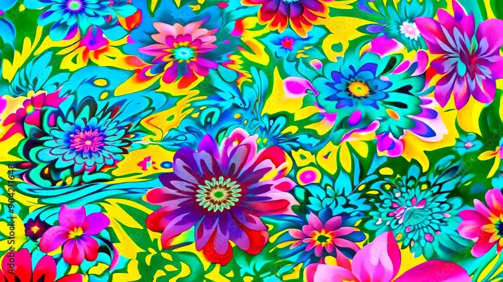 Intricate Pattern of Diverse Colorful Flowers Intricate Pattern of Diverse Colorful Flowers