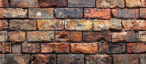 An assortment of old and new bricks arranged against a brick wall creating an ideal background for design and presentations with copy space image