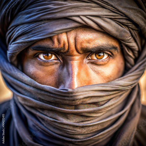 Close-up Tuareg face, photo  photo