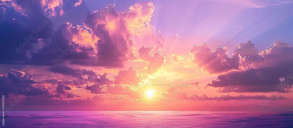 A stunning scenic view of a vibrant sunset sky over a beautiful landscape with copy space image available showcasing dramatic shades of violet pink and gold during dusk time A stunning scenic view of a vibrant sunset sky over a beautiful landscape with copy space image available showcasing dramatic shades of violet pink and gold during dusk time